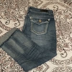 Cuffed Crop Jeans with Bling